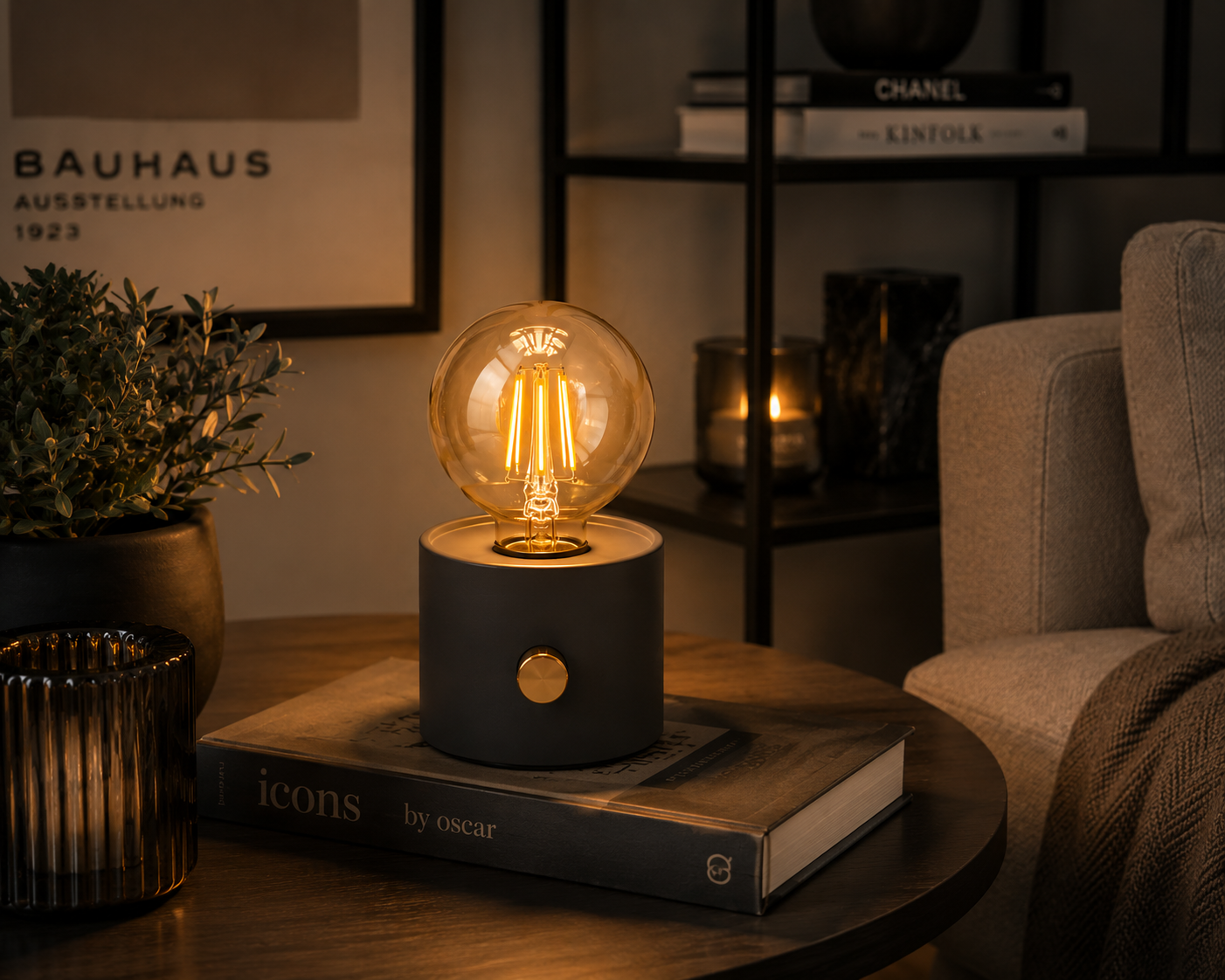 ASCEND 21 EDISON GLOW™ Design-Tischlampe – Vintage Ambienteleuchte im Industrial Look – Dekolampe für Wohnzimmer, Schlafzimmer, Regal & Homeoffice