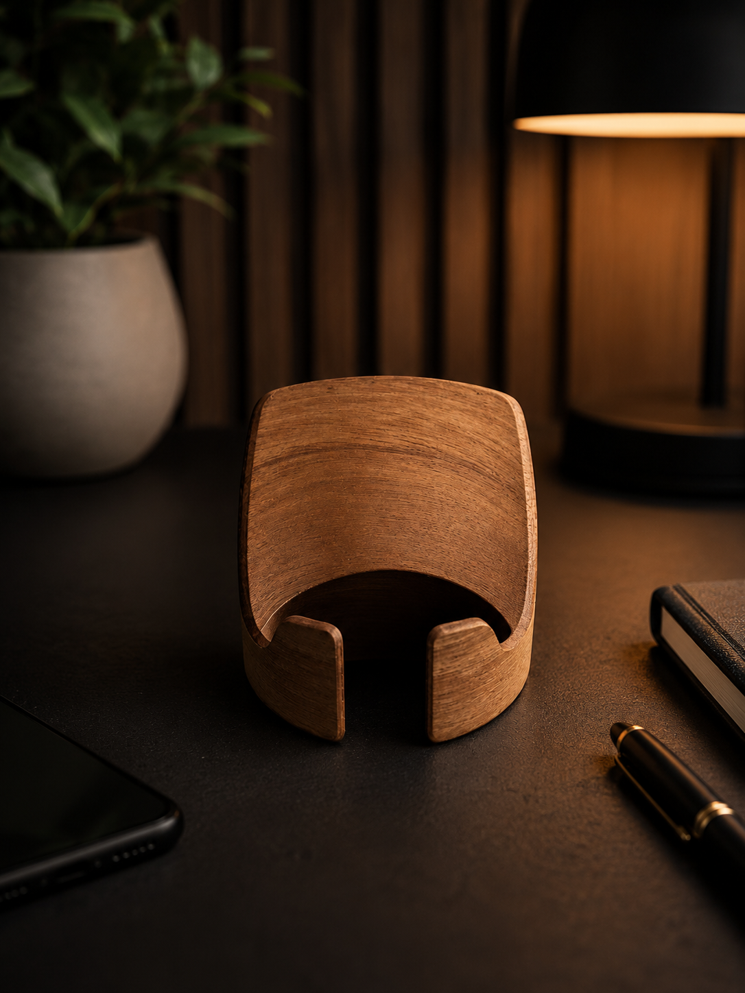 ASCEND 21 WOODSTAND ONE™ Handyhalter aus Holz – Smartphone-Ständer für Schreibtisch, Küche & Nachttisch – Natürlicher Holzständer für iPhone & gängige Smartphones