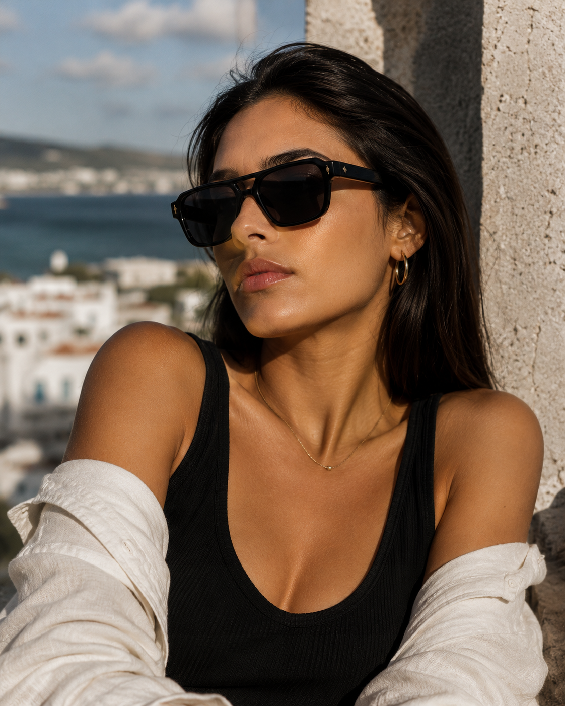 ASCEND21 Noir Shade Sonnenbrille – Klassische schwarze Unisex Sonnenbrille im minimalistischen Design – Leichtes Retro-Modell für Alltag, Urlaub, Freizeit & Sommer
