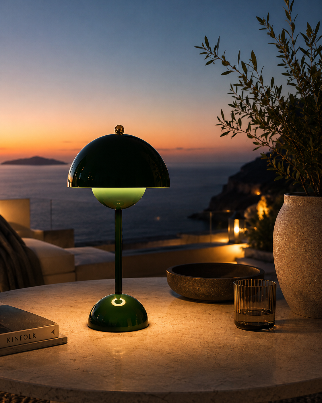 ASCEND 21 Forest Glow LED-Tischlampe – Große dunkelgrüne Retro Tischleuchte, dimmbar, moderne Pilzlampe für Wohnzimmer, Schlafzimmer, Büro & stilvolle Wohnräume