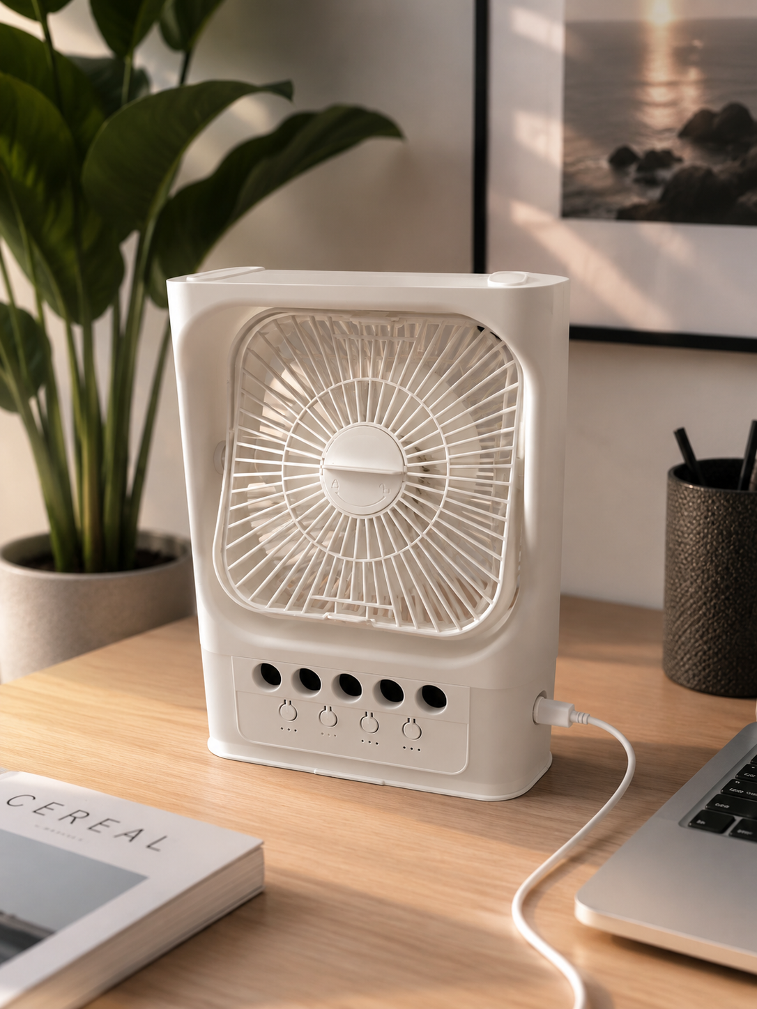ASCEND 21 Arctic Breeze Mini Luftkühler – Mobiler USB Luftkühler mit Wassertank und Ventilator | Kompakter Tischventilator für Büro, Schlafzimmer & Zuhause