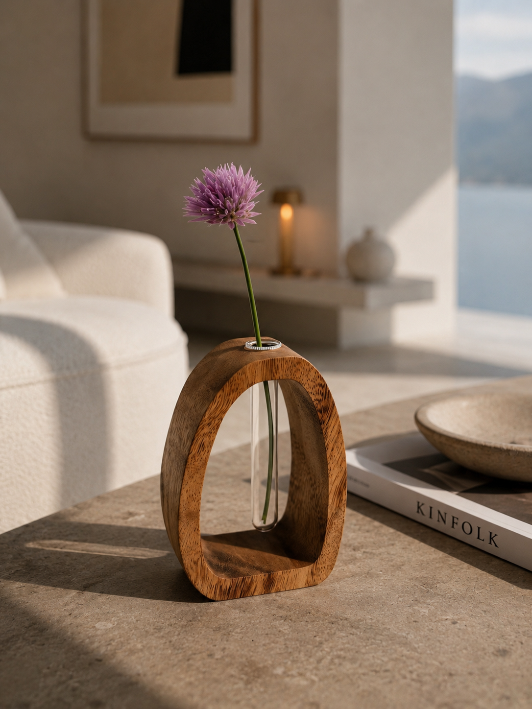 ASCEND 21 Timber Glow Holz-Dekovase – Moderne Vase aus Holz für Trockenblumen & Pampasgras, Skandinavische Deko für Wohnzimmer, Schlafzimmer & Esszimmer