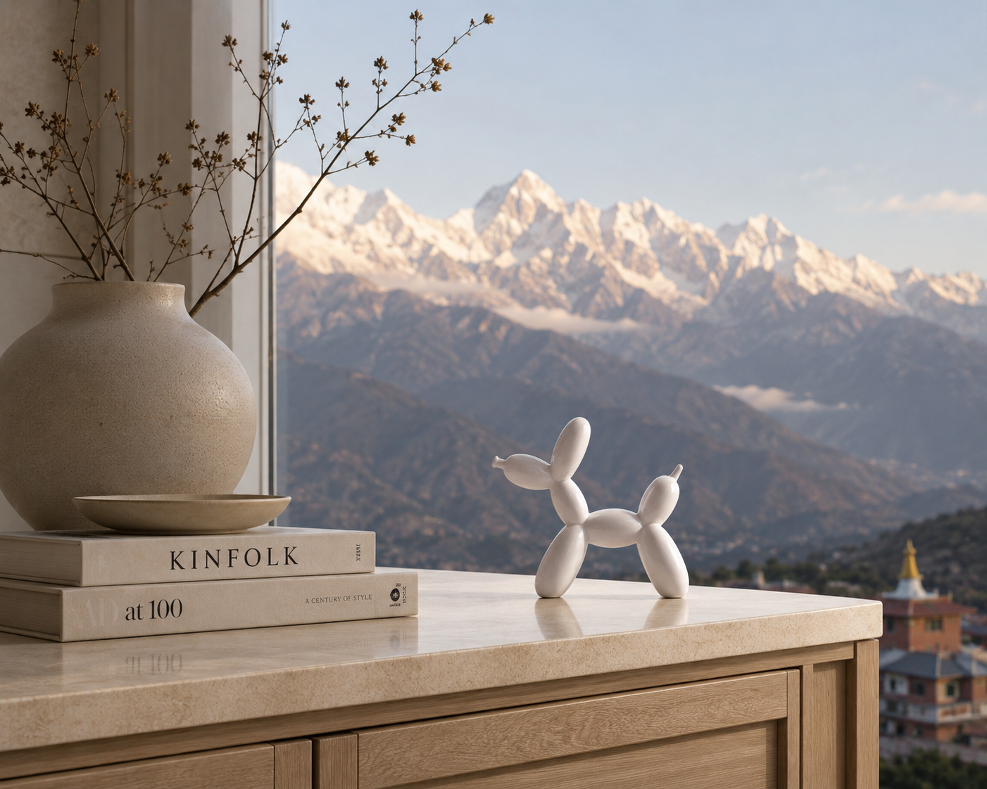 Balloon Dog White™ – Moderne Deko Skulptur in Weiß, Hochglänzende Designer Figur für Wohnzimmer, Regal, Sideboard & Schreibtisch, Minimalistische Wohnraumdekoration