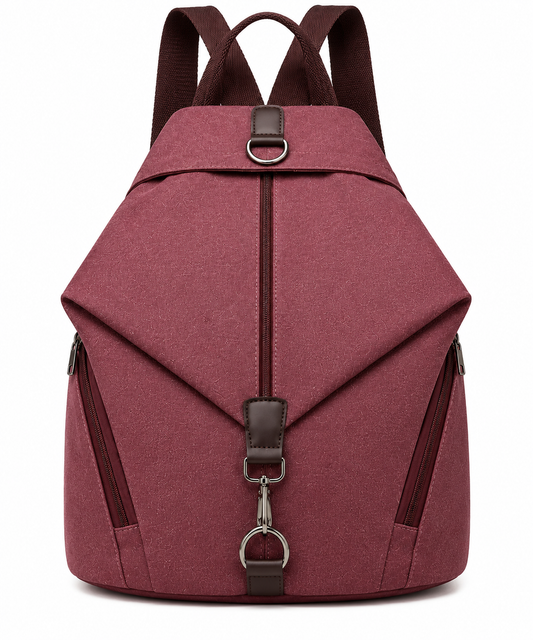 ASCEND 21 Heritage Bordeaux – Vintage Rucksack Damen & Herren – Moderner Canvas Rucksack mit Reißverschluss – Eleganter City Rucksack für Alltag, Uni, Freizeit & Reisen – 38 x 31 x 16 cm
