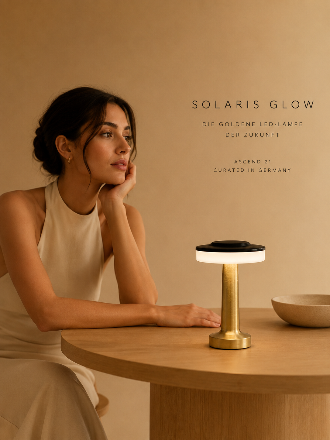 ASCEND 21 Solaris Glow LED-Tischlampe Gold – Moderne Designlampe