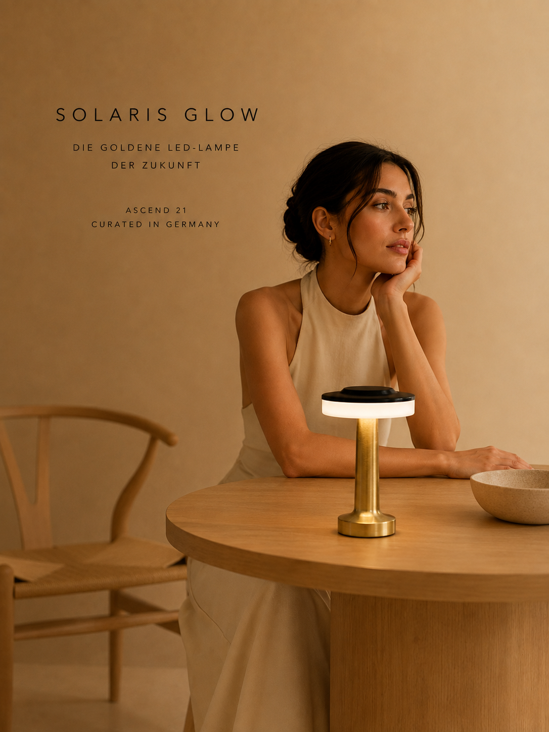 ASCEND 21 Solaris Glow LED-Tischlampe Gold – Moderne Designlampe