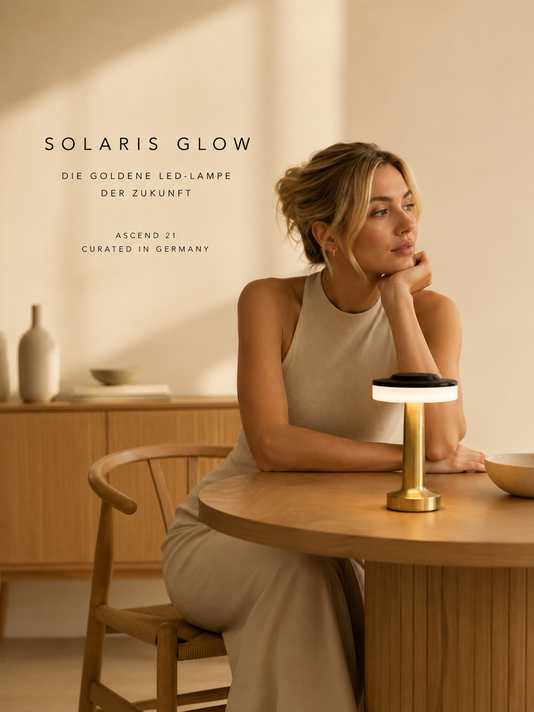 ASCEND 21 Solaris Glow LED-Tischlampe Gold – Moderne Designlampe