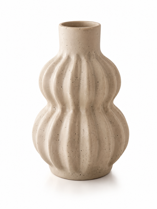 ASCEND 21 Vaselinea™ Deko Vase – Skulpturale Design Vase in Braun & Beige | Moderne Keramik-Optik für Wohnzimmer, Sideboard & Esstisch | Minimalistische Blumenvase für Trockenblumen & Interior Deko