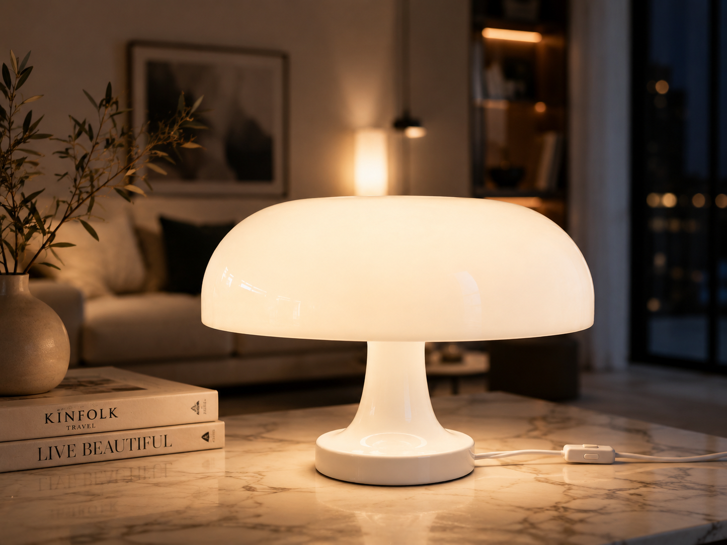 LumiShroom Classic – Zeitlose Retro-Ästhetik in modernem Weiß