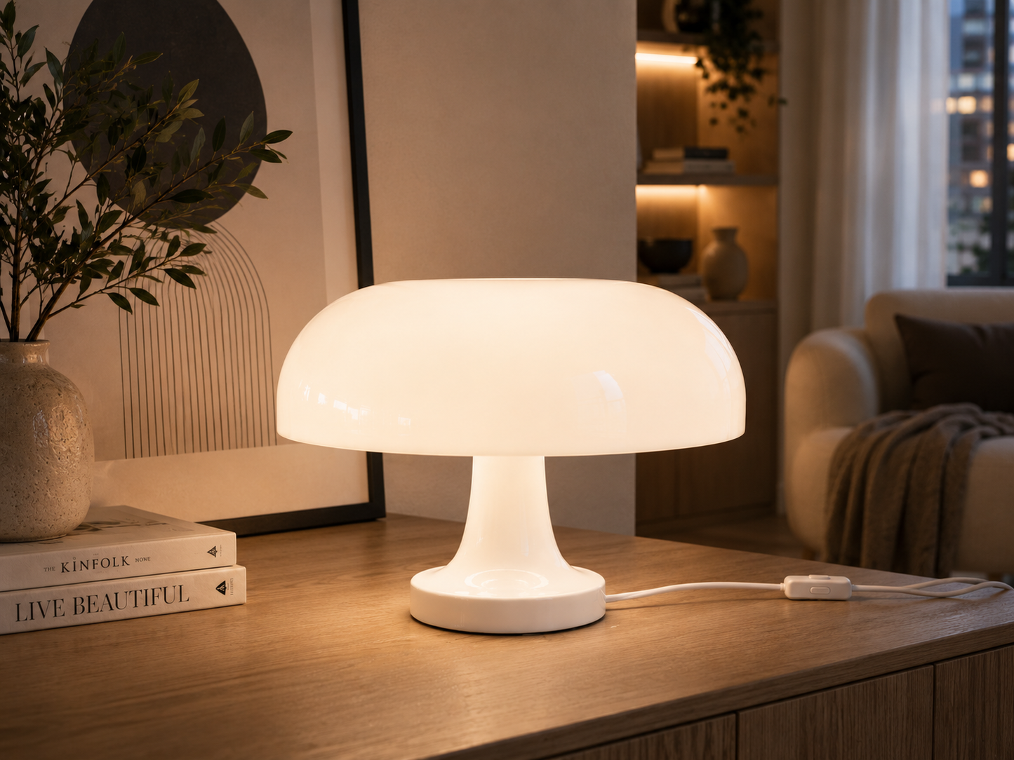 LumiShroom Classic – Zeitlose Retro-Ästhetik in modernem Weiß