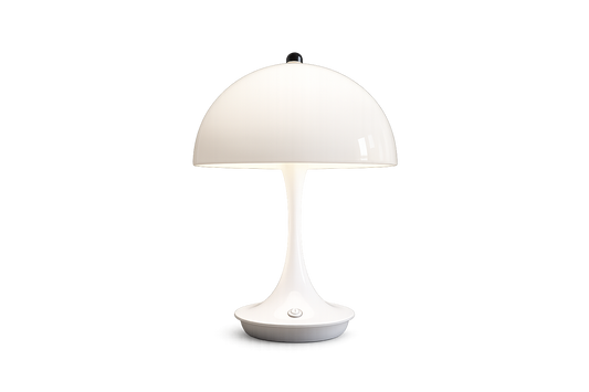 Pure Glow Design Pilzlampe Weiß – Moderne Retro Tischlampe mit warmem Ambientelicht – Stilvolle Nachttischlampe für Wohnzimmer, Schlafzimmer & Home Office