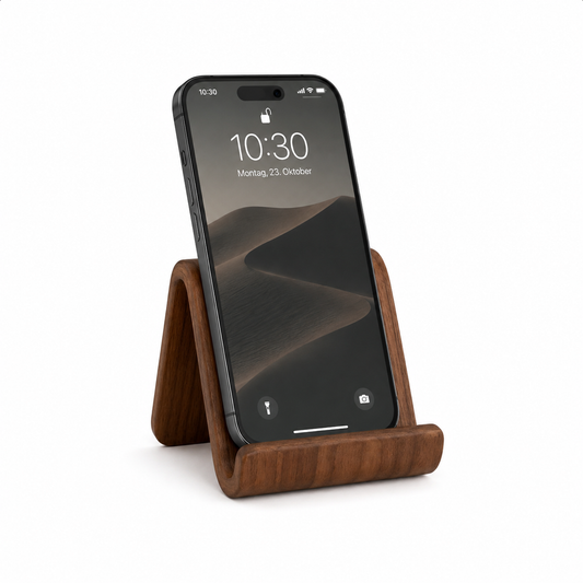 ASCEND 21 NUTRA STAND Handyhalter aus Walnussholz – Smartphone Ständer aus Massivholz – Holz Handyhalter für Schreibtisch, Nachttisch, Küche & Büro