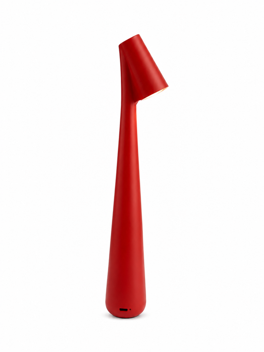 ASCEND 21 Crimson Cone Design-Tischlampe Rot – Moderne Ambienteleuchte im minimalistischen Look – Stilvolle Dekolampe für Wohnzimmer, Schlafzimmer & Homeoffice