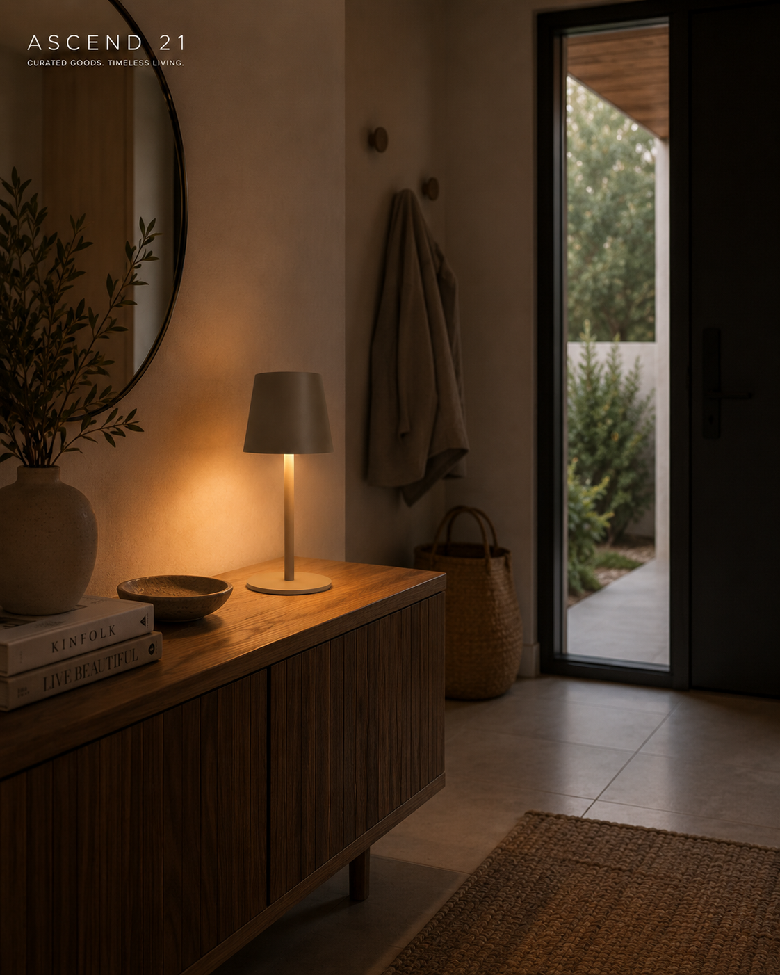 ASCEND 21 Lumo Sand Design-Tischlampe – Moderne Ambienteleuchte in Grau-Beige – Minimalistische Dekolampe für Wohnzimmer, Schlafzimmer & Homeoffice