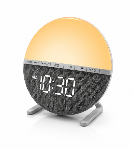 ASCEND 21 AURORA CLOCK™ Lichtwecker mit Digitaluhr – Dimmbare Nachttischlampe mit Weckfunktion & Ambientelicht – Moderne Schlafzimmerlampe im Sunrise Design