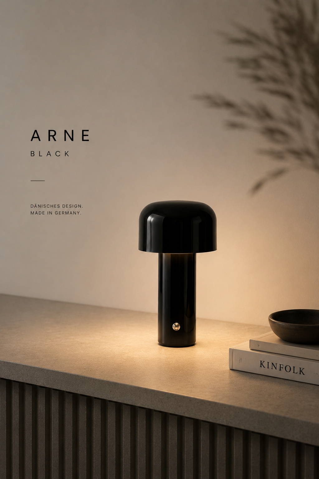 ASCEND 21 Arne Black – LED Tischlampe im skandinavischen Design – Schwarz, dimmbar & wiederaufladbar
