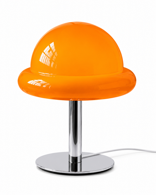 ASCEND 21 Halo Dome LED Tischlampe – Moderne Designlampe aus Glas und Metall – Orange Tischleuchte mit Kabel – Stilvolle Ambientebeleuchtung für Wohnzimmer, Schlafzimmer, Büro & Home Office