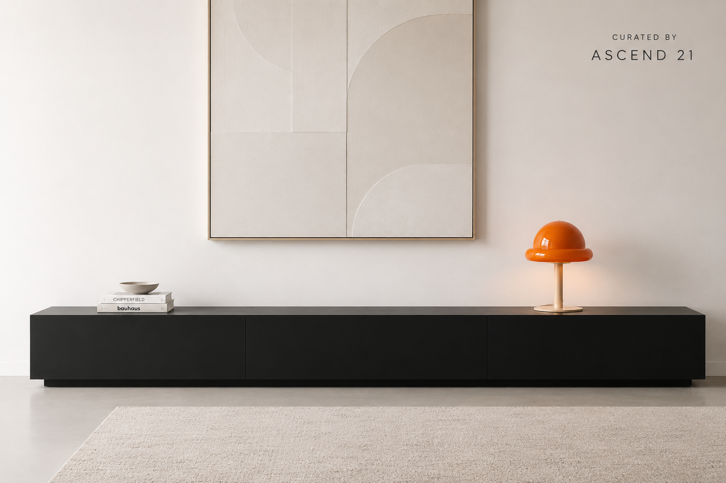 ASCEND 21 Solis Dome LED Tischlampe – Designlampe mit orangem Glasschirm & cremefarbenem Metallfuß – Moderne Tischleuchte mit Kabel – Warmes Ambientelicht für Wohnzimmer, Schlafzimmer & Büro