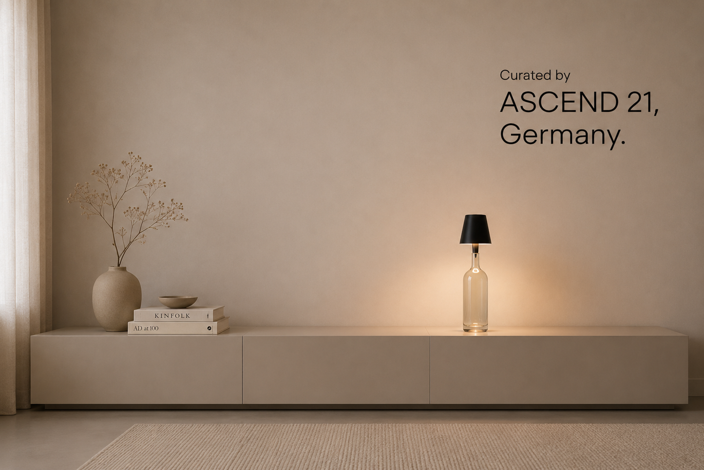 ASCEND 21 Noir Aura RGB – Mobile LED Design-Tischlampe in Mattschwarz – Modernes Ambient-Licht – Mehrfarbige RGB-Beleuchtung – Touch-Steuerung – Für Wohnzimmer, Schlafzimmer, Balkon & Terrasse