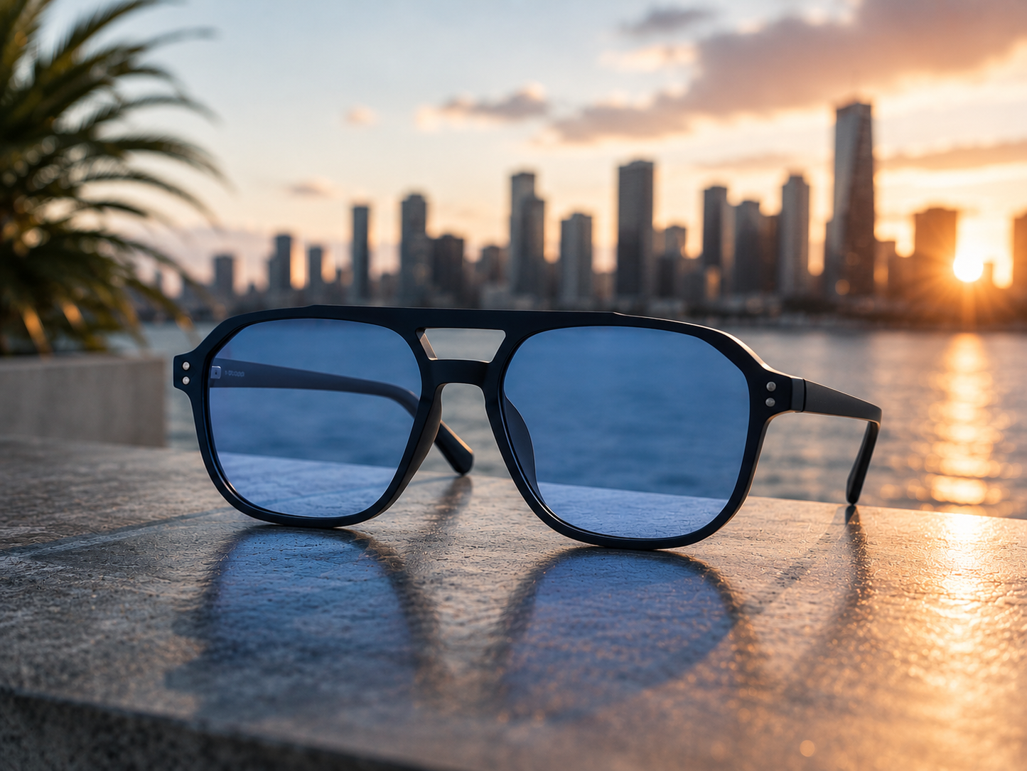ASCEND21 Blue Horizon Sonnenbrille – Unisex Sonnenbrille mit blauen Gläsern & transparentem Rahmen – Leichte Fashion Sonnenbrille für Sommer, Freizeit, Strand & City-Looks
