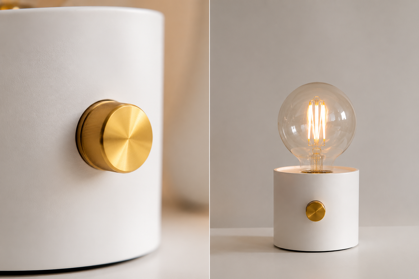 ASCEND 21 Nordic Halo – Weiße Design-Tischlampe aus Metall – Minimalistische Tischlampe mit Glasleuchtmittel – Modernes Wohnaccessoire für Wohnzimmer, Schlafzimmer & Büro