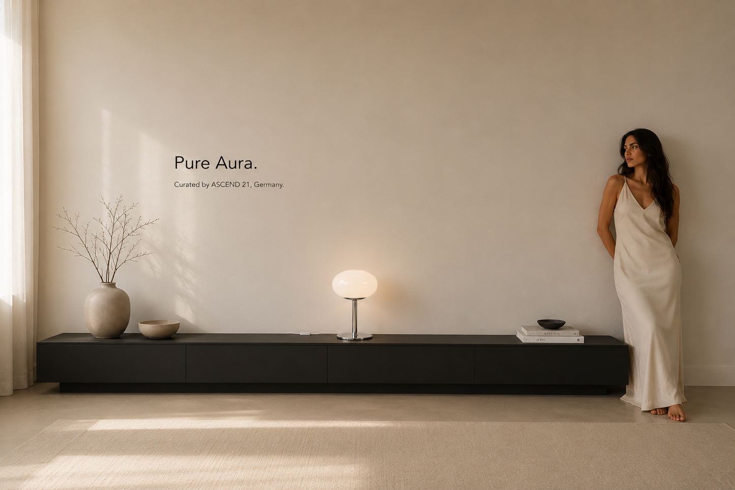 ASCEND 21 Pure Aura – Weiße Design-Tischlampe aus Glas mit poliertem Chromfuß – 28 cm – Moderne Pilzlampe im Mid-Century Stil – Elegante Nachttischlampe & Wohnraumleuchte