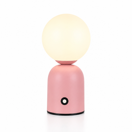 ASCEND 21 Aurora Pearl – Design-Tischlampe in Rosa – Kugellampe mit opalem Leuchtkopf – Minimalistische LED-Tischleuchte für Wohnzimmer, Schlafzimmer & Nachttisch – 23 x 8 cm