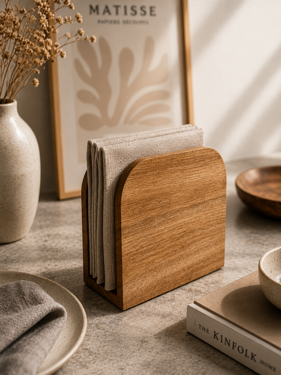 ASCEND 21 NORDEN HOLD – Serviettenhalter aus Massivholz | Moderner Holz Serviettenhalter im skandinavischen Design | Serviettenständer für Küche, Esstisch, Café, Restaurant & Tischdekoration