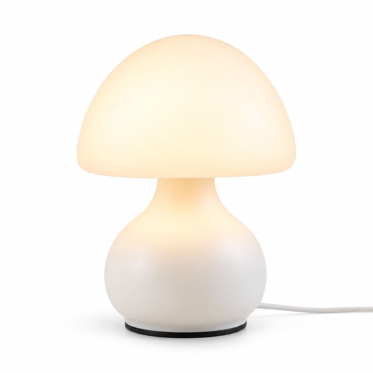 ASCEND 21 Nordic Glow – Weiße Design Pilzlampe mit LED – Minimalistische Tischlampe im Skandinavischen Stil – USB-Tischlampe mit 3 Lichtfarben & Dimmfunktion – 19,5 cm – Modernes Wohnaccessoire