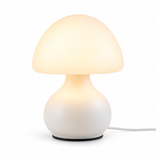 ASCEND 21 Nordic Glow – Weiße Design Pilzlampe mit LED – Minimalistische Tischlampe im Skandinavischen Stil – USB-Tischlampe mit 3 Lichtfarben & Dimmfunktion – 19,5 cm – Modernes Wohnaccessoire