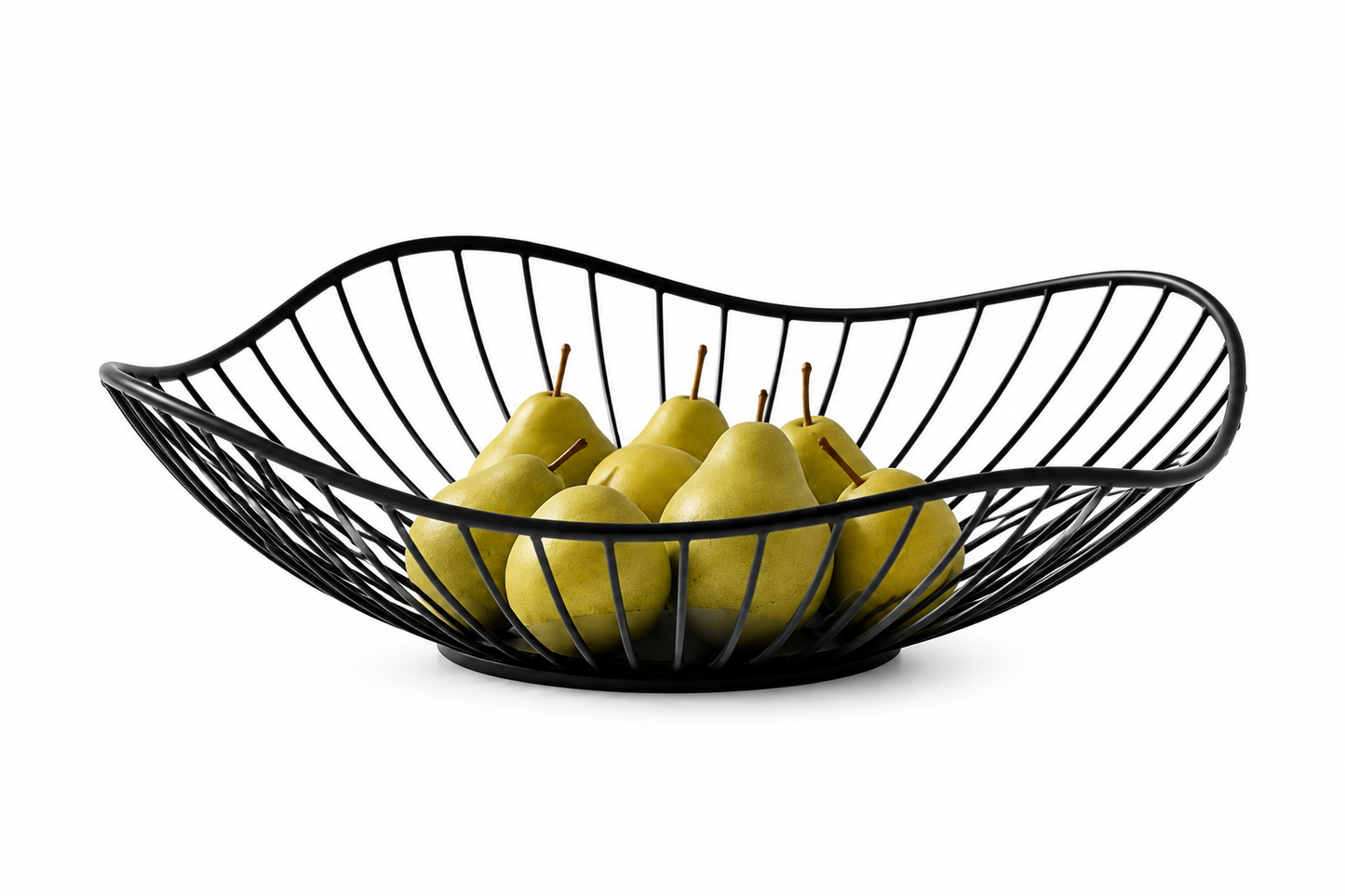 ASCEND 21 Nordic Wave – Design Obstkorb aus Metall – Dekorativer Brotkorb & Obstschale – Moderne Drahtschale in Mattschwarz – Minimalistische Dekoschale für Küche, Esstisch & Wohnzimmer – 37 cm