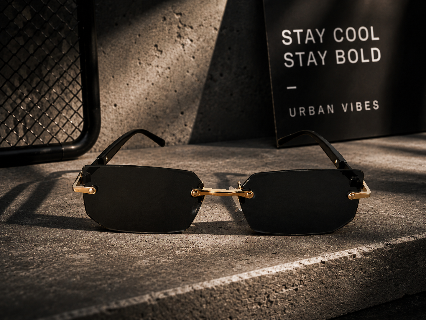 ASCEND 21 Urban Black Deko-Sonnenbrille – Schwarze Gläser im modernen minimalistischen Design – Stylische Dekobrille für Fotografie, Schaufenster, Requisiten & kreative Raumgestaltung