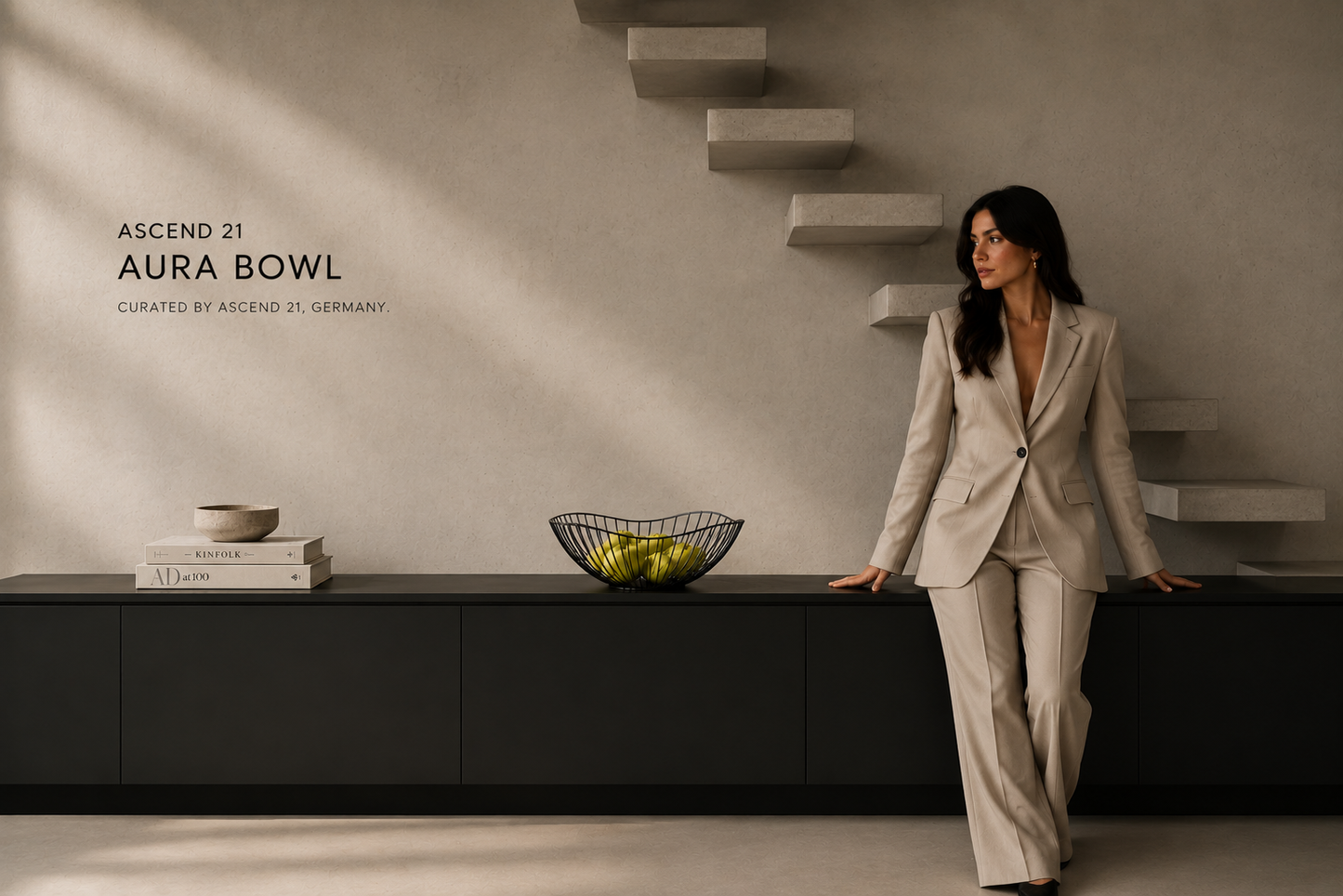 ASCEND 21 Aura Bowl – Design Obstkorb aus Metall, Schwarz – Moderner Obstkorb Ø 27 cm – Dekorative Obstschale & Brotkorb im minimalistischen Skandi-Design für Küche, Esstisch & Wohnzimmer
