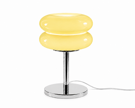 ASCEND 21 Aurora Soleil Tischlampe Gelb – Retro Glaslampe mit warmem Ambientelicht – Design Tischleuchte im Vintage Stil für Schlafzimmer, Wohnzimmer & modernes Interior