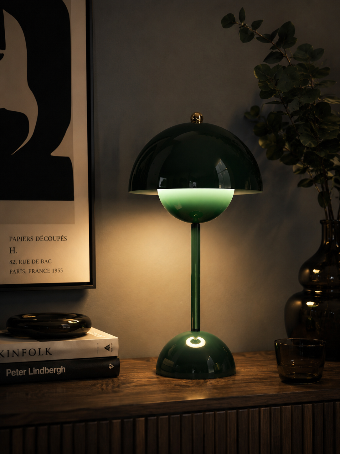 ASCEND 21 Forest Glow LED-Tischlampe – Große dunkelgrüne Retro Tischleuchte, dimmbar, moderne Pilzlampe für Wohnzimmer, Schlafzimmer, Büro & stilvolle Wohnräume