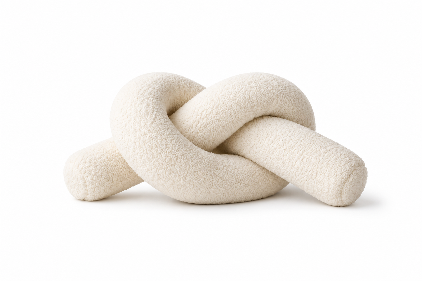 ASCEND 21 Nordic Knot – Dekoratives Knoten-Kissen aus weichem Bouclé-Stoff – Modernes Sofakissen im skandinavischen Design – Kuscheliges Wohnaccessoire für Sofa, Bett & Sessel – Cremeweiß