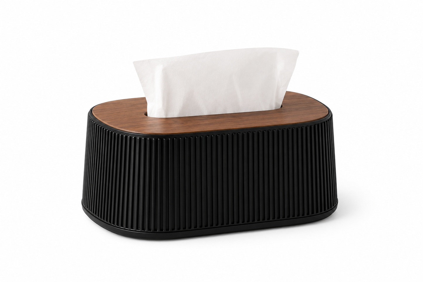 ASCEND 21 Nordic Flow – Design Taschentuchbox mit Holzdeckel – Moderne Kosmetiktücher Box in Schwarz – Dekorative Tissue Box für Badezimmer, Wohnzimmer, Büro & Schlafzimmer – Nachfüllbarer Tuchspender