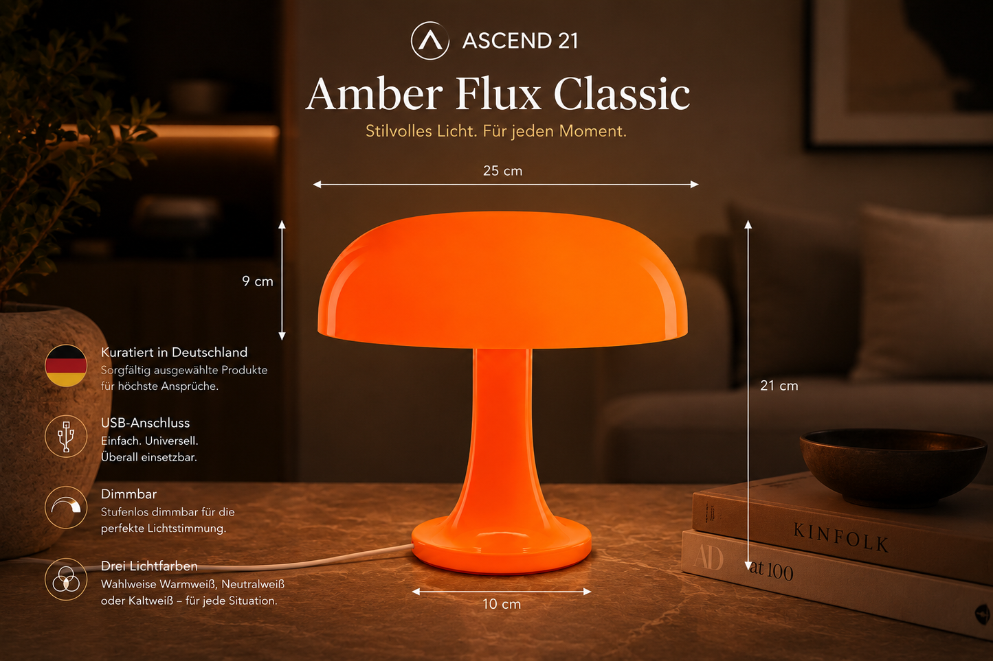 Limitierte Amber Flux Classic Lampe – stylisch & warm