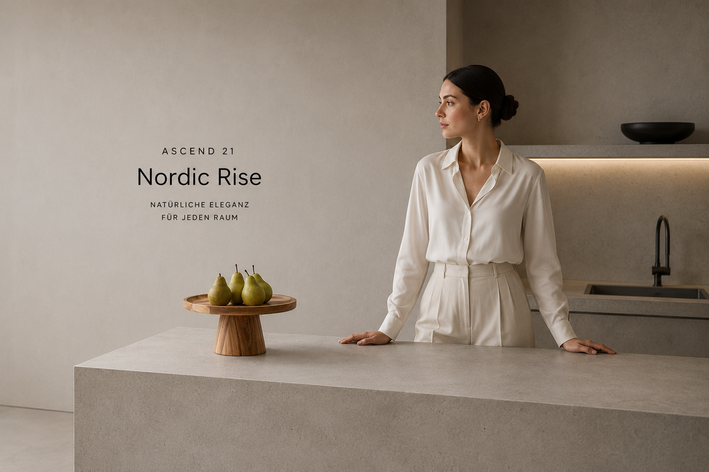 ASCEND 21 Nordic Rise – Dekorativer Holzständer Ø 21,7 cm – Minimalistische Präsentationsplatte aus Massivholz – Erhöhte Servierplatte für Obst, Kuchen, Kerzen & Wohnaccessoires – Skandinavisches Design