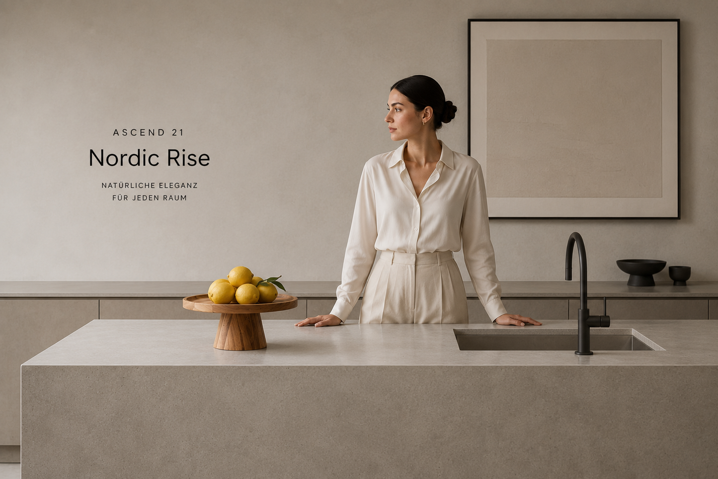 ASCEND 21 Nordic Rise – Dekorativer Holzständer Ø 21,7 cm – Minimalistische Präsentationsplatte aus Massivholz – Erhöhte Servierplatte für Obst, Kuchen, Kerzen & Wohnaccessoires – Skandinavisches Design