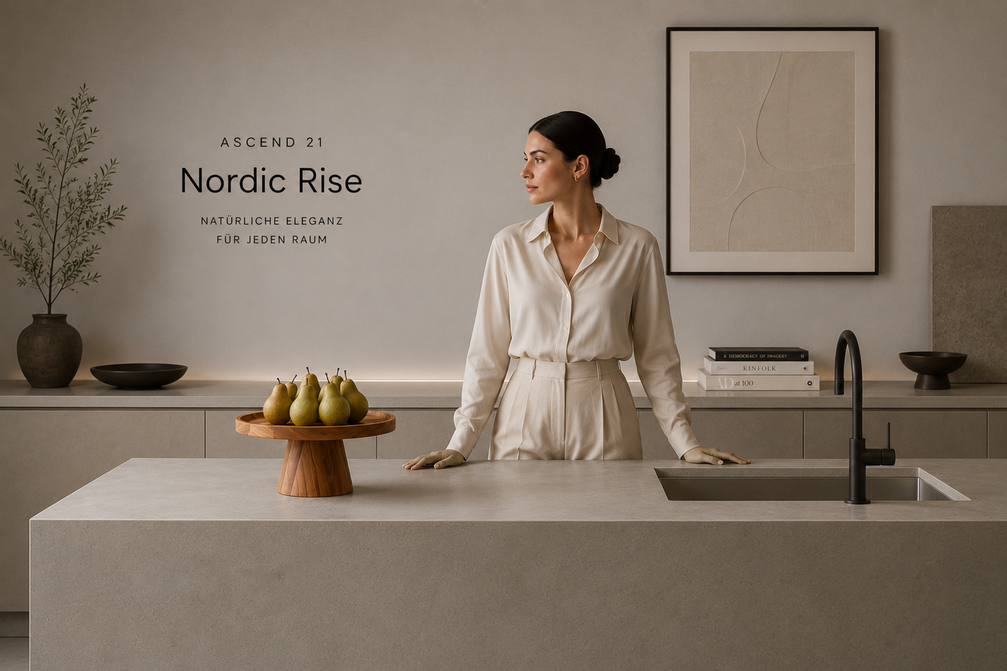 ASCEND 21 Nordic Rise – Dekorativer Holzständer Ø 21,7 cm – Minimalistische Präsentationsplatte aus Massivholz – Erhöhte Servierplatte für Obst, Kuchen, Kerzen & Wohnaccessoires – Skandinavisches Design