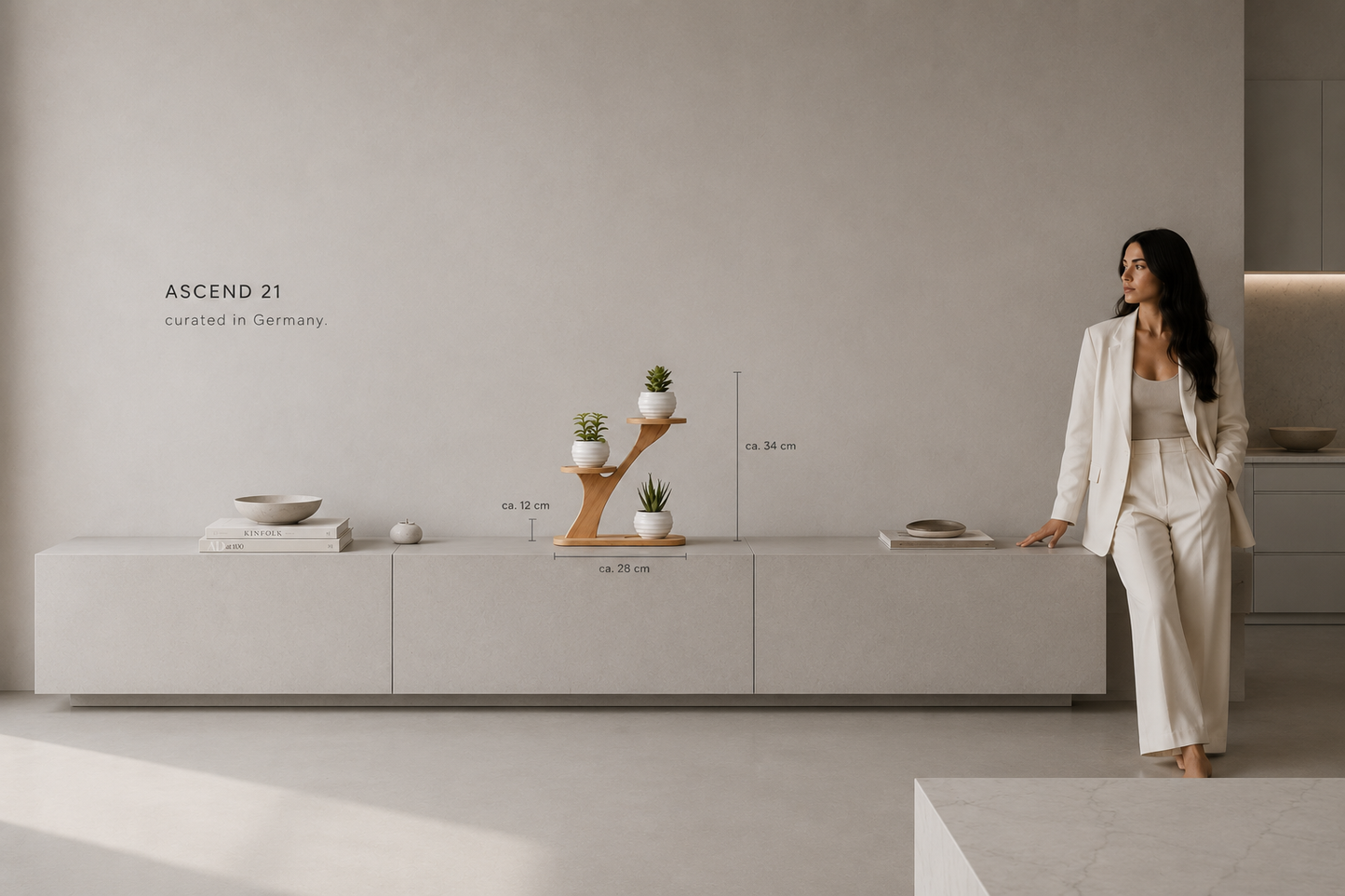 ASCEND 21 Nordic Grove – Bambus Pflanzenständer mit 3 Ebenen – Minimalistisches Pflanzenregal für Sukkulenten, Kakteen & Dekoration – Moderner Blumenständer für Wohnzimmer, Büro & Küche