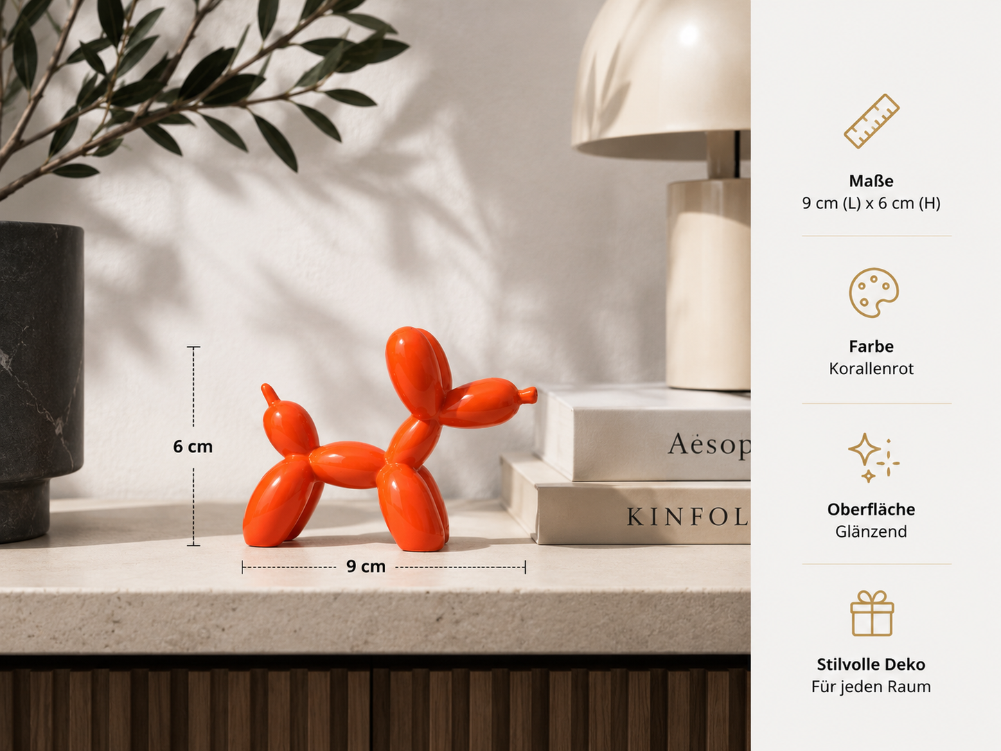 Balloon Dog Art Mini™ Korallenrot – Moderner Design-Akzent für Ihr Zuhause