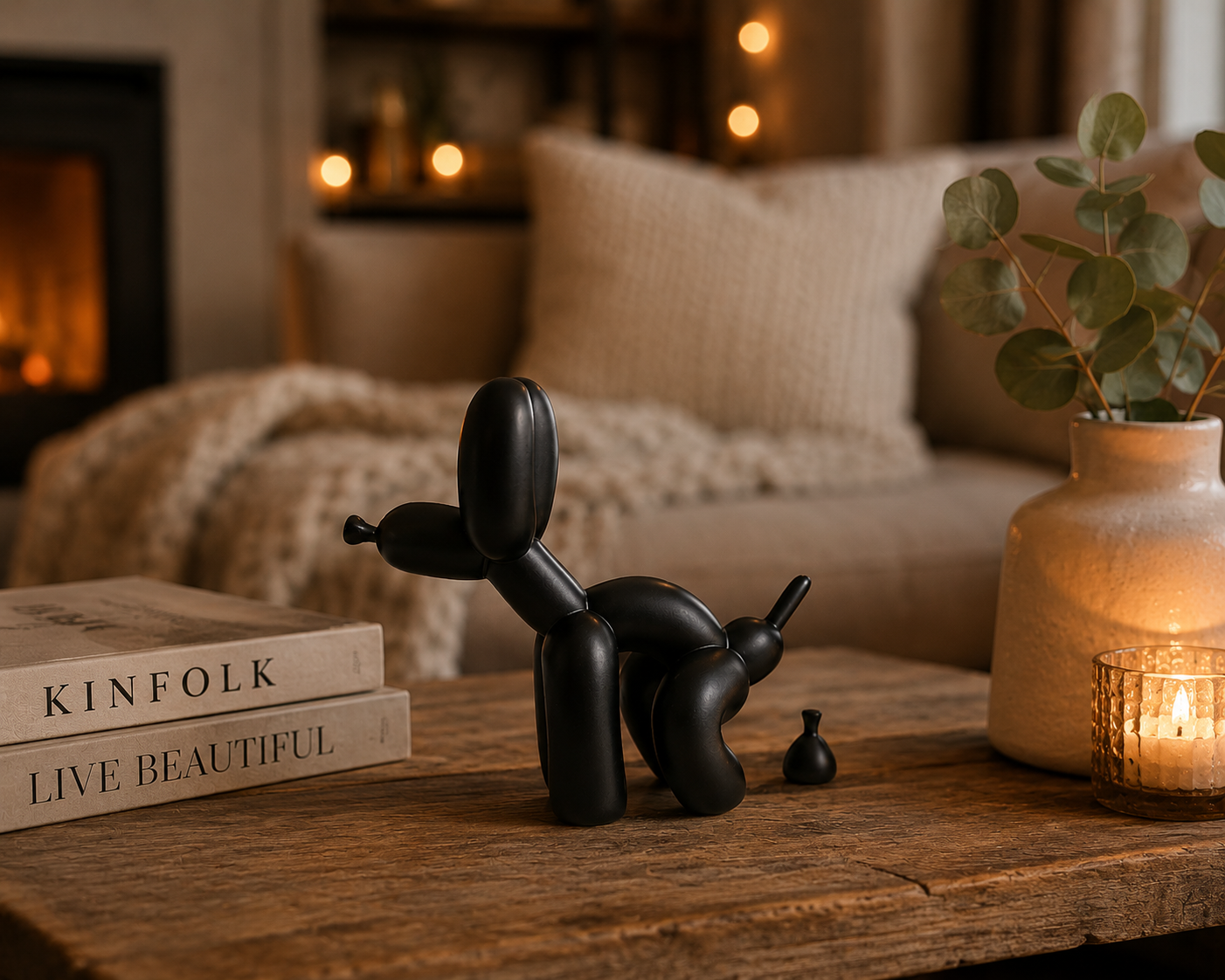 Mr. Poopsalot™ Lustige Hunde Figur mit Häufchen – Schwarze Deko Skulptur für Schreibtisch, Regal & Büro, Witzige Geschenkidee für Hundeliebhaber