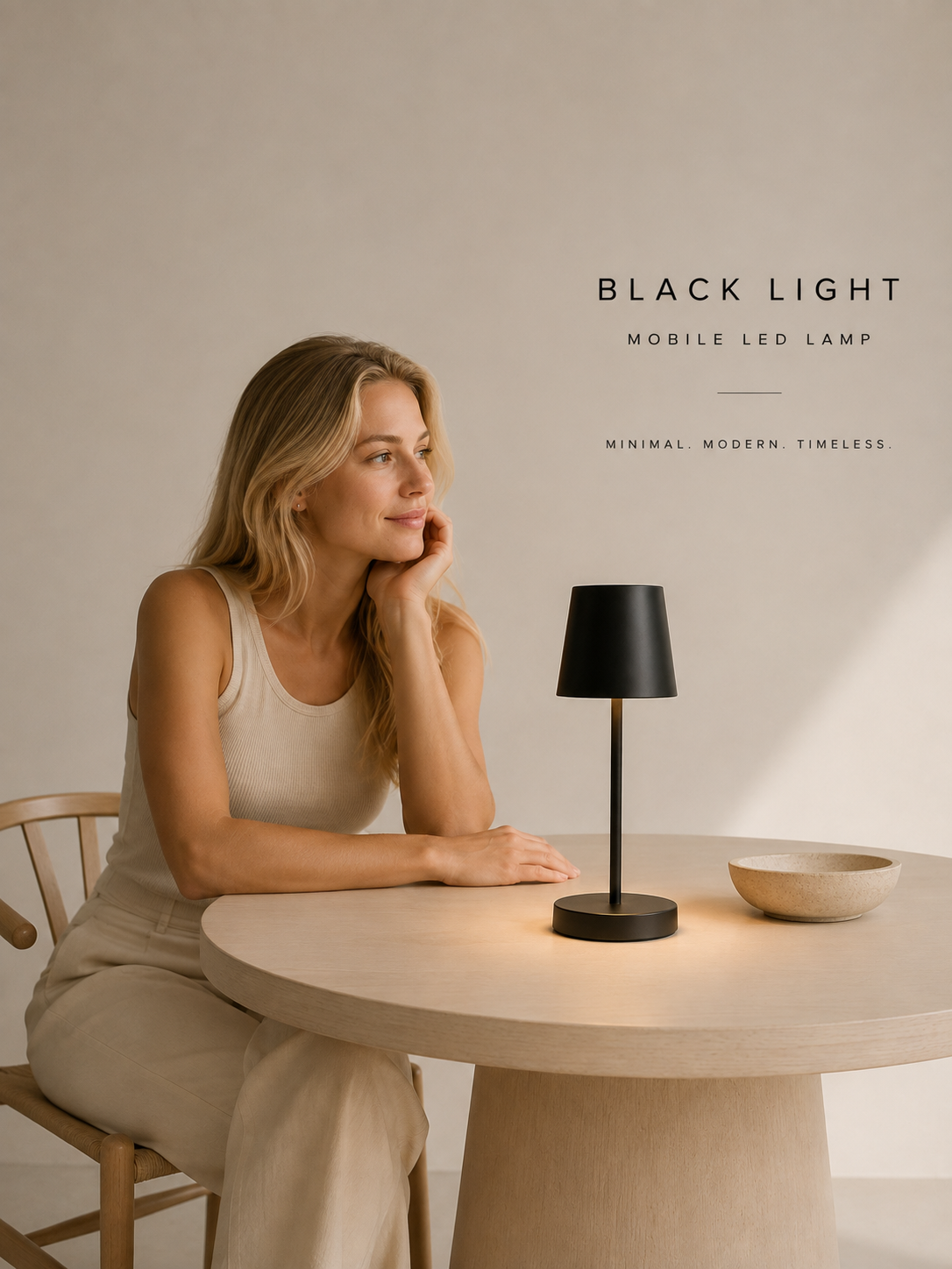 ASCEND 21 Black Light – Mobile LED-Tischlampe in mattem Schwarz
