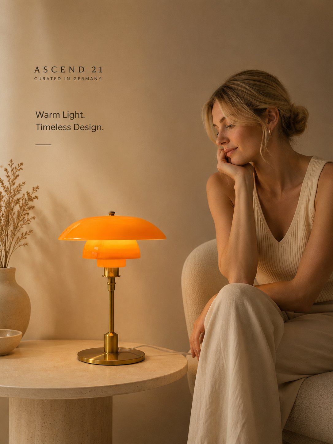 ASCEND 21 Aurora Brass – Design-Tischlampe in Bernstein & Gold
