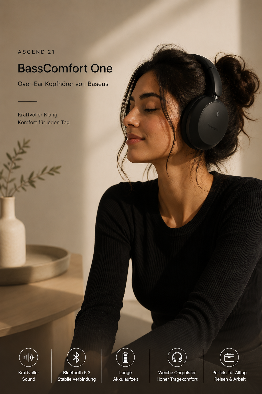 ASCEND 21 BassComfort One – Baseus Over-Ear Bluetooth-Kopfhörer
