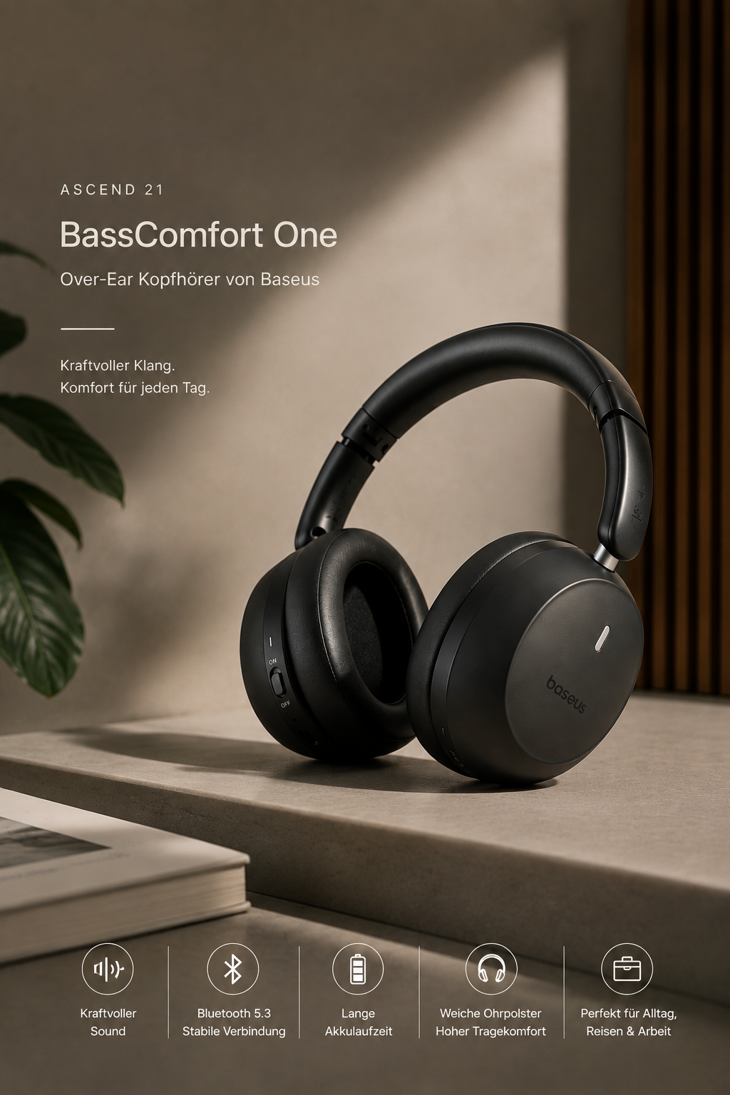 ASCEND 21 BassComfort One – Baseus Over-Ear Bluetooth-Kopfhörer