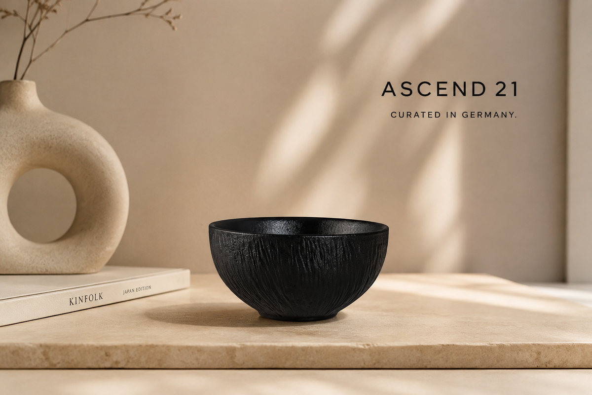 ASCEND 21 Zen Bowl Mini™ Schwarze Deko-Schale im japanischen Stil – kleine Design Schale für Schmuck, Teelichter & Dekoration | Minimalistische Japandi Ablage für Wohnzimmer, Bad & Schlafzimmer