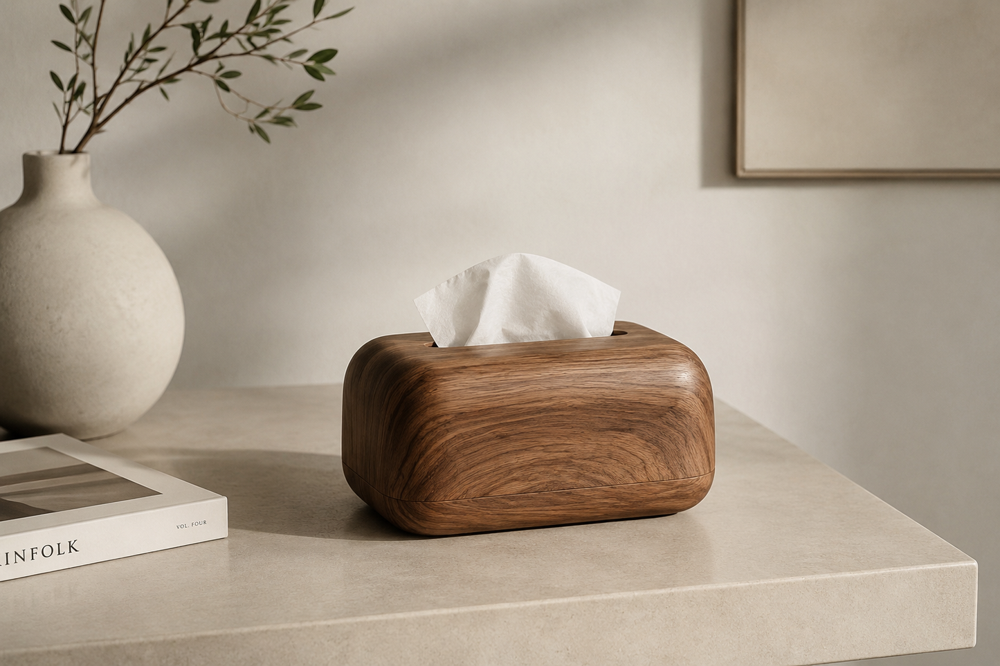 ASCEND 21 Nordic Grain – Taschentuchbox in Holzoptik – Moderner Taschentuchspender für Kosmetiktücher – Minimalistische Tissue Box für Wohnzimmer, Badezimmer, Schlafzimmer & Büro